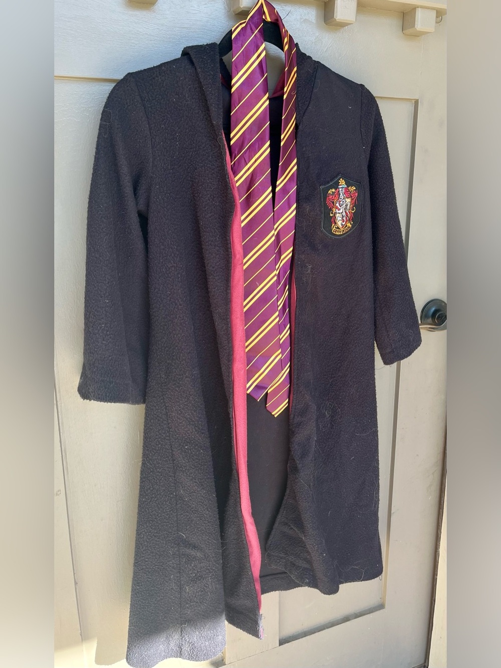 Harry Potter Fleece Black Gold Maroon Gryffindor Cape and Necktie Kids Sz M